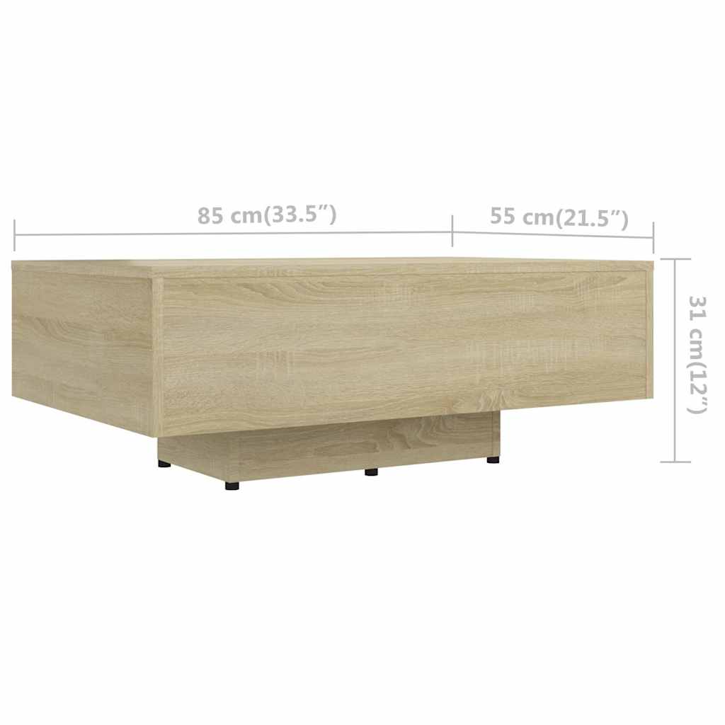 803383 vidaXL Coffee Table Sonoma Oak 85x55x31 cm Engineered Wood