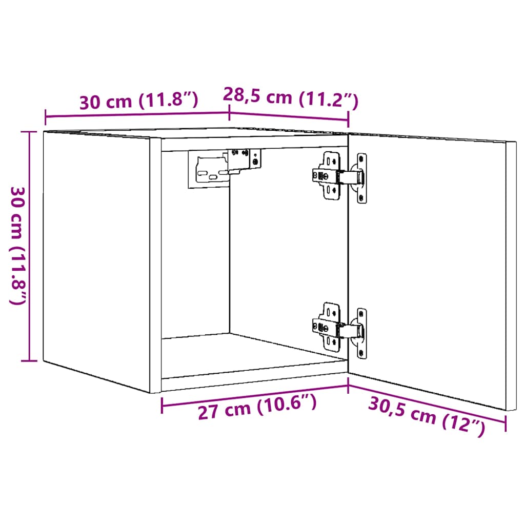 804493 vidaXL Wall Mounted TV Cabinet Concrete Grey 30,5x30x30 cm