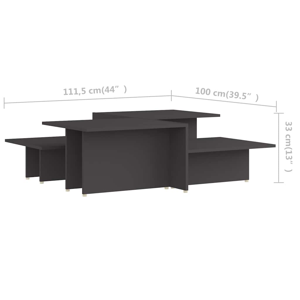 805566 vidaXL Coffee Tables 2 pcs Grey 111,5x50x33 cm Engineered Wood