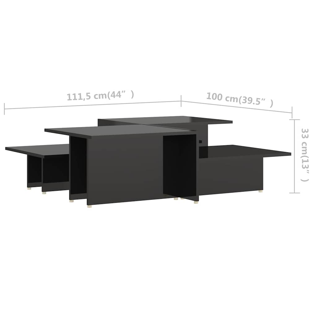 805576 vidaXL Coffee Tables 2 pcs High Gloss Black 111,5x50x33 cm Engineered Wood