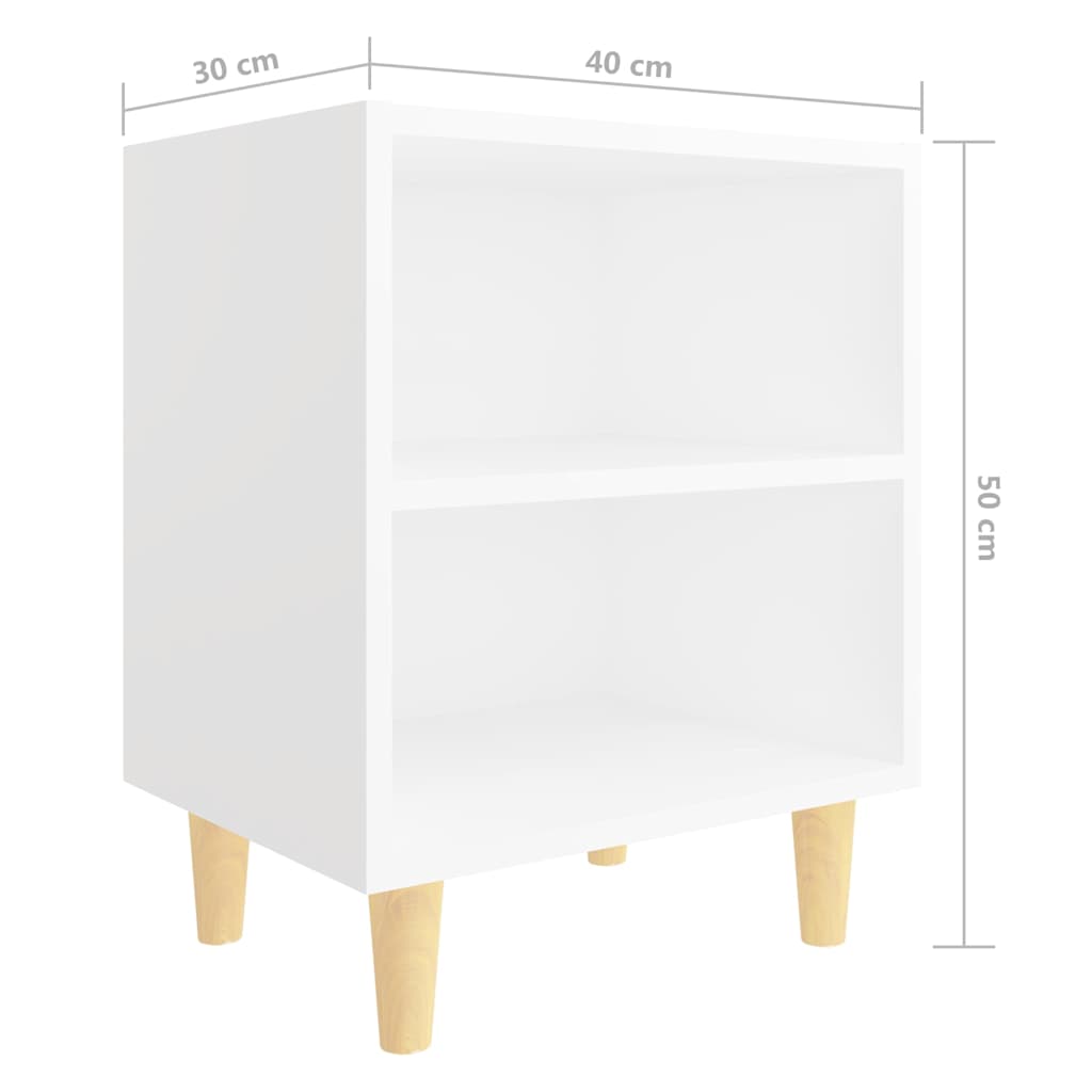 805779 vidaXL Bed Cabinet with Solid Wood Legs White 40x30x50 cm