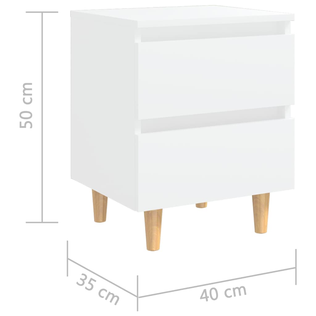 805851 vidaXL Bed Cabinet with Solid Pinewood Legs White 40x35x50 cm