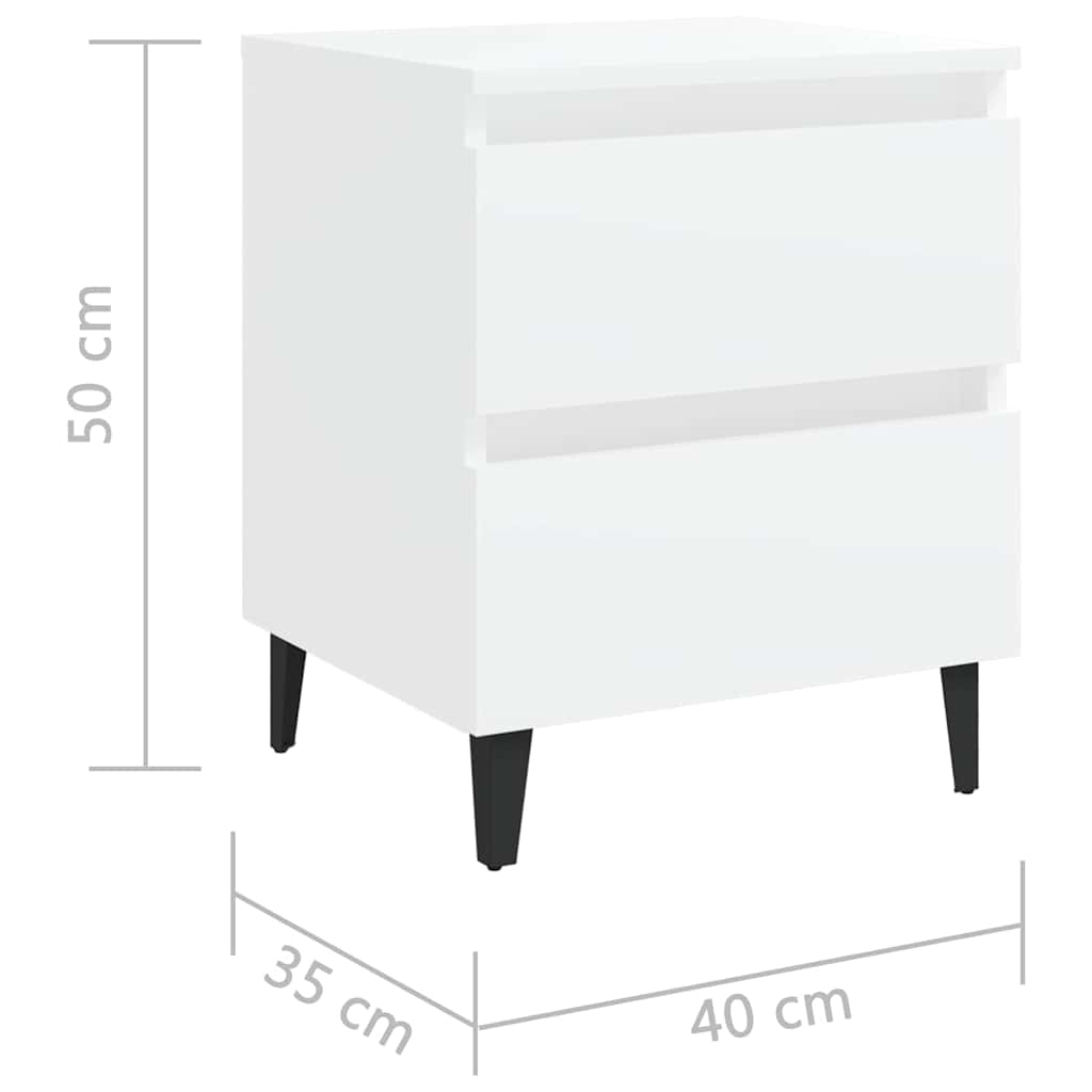 805869 vidaXL Bed Cabinet White 40x35x50 cm Engineered Wood