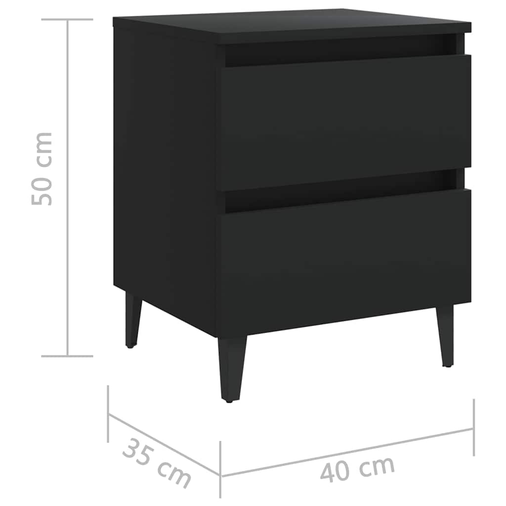 805871 vidaXL Bed Cabinet Black 40x35x50 cm Engineered Wood
