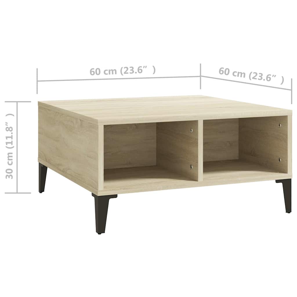 805989 vidaXL Coffee Table Sonoma Oak 60x60x30 cm Engineered Wood