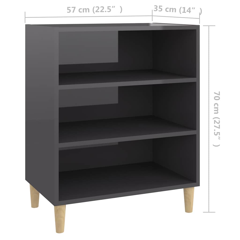 806057 vidaXL Sideboard High Gloss Grey 57x35x70 cm Engineered Wood