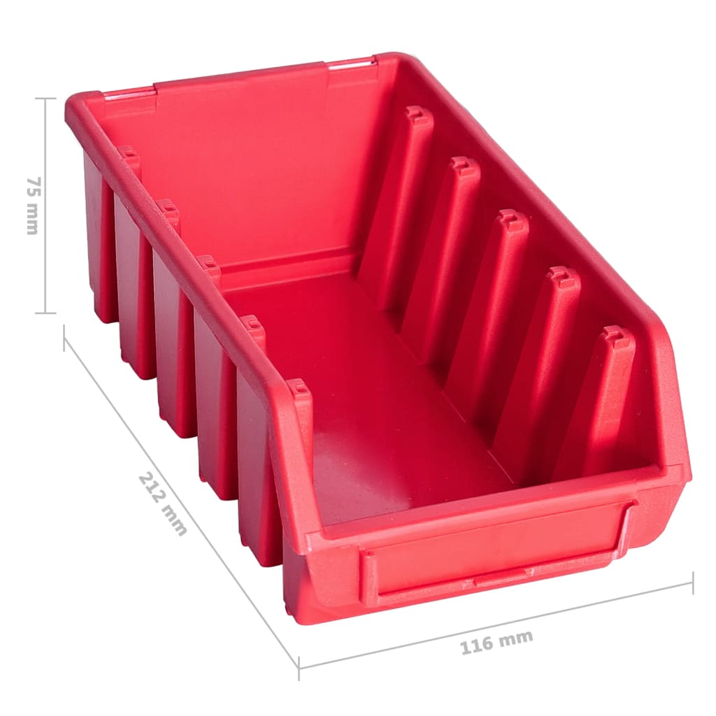 150811 vidaXL 34 Piece Storage Bin Kit with Wall Panels Red and Black