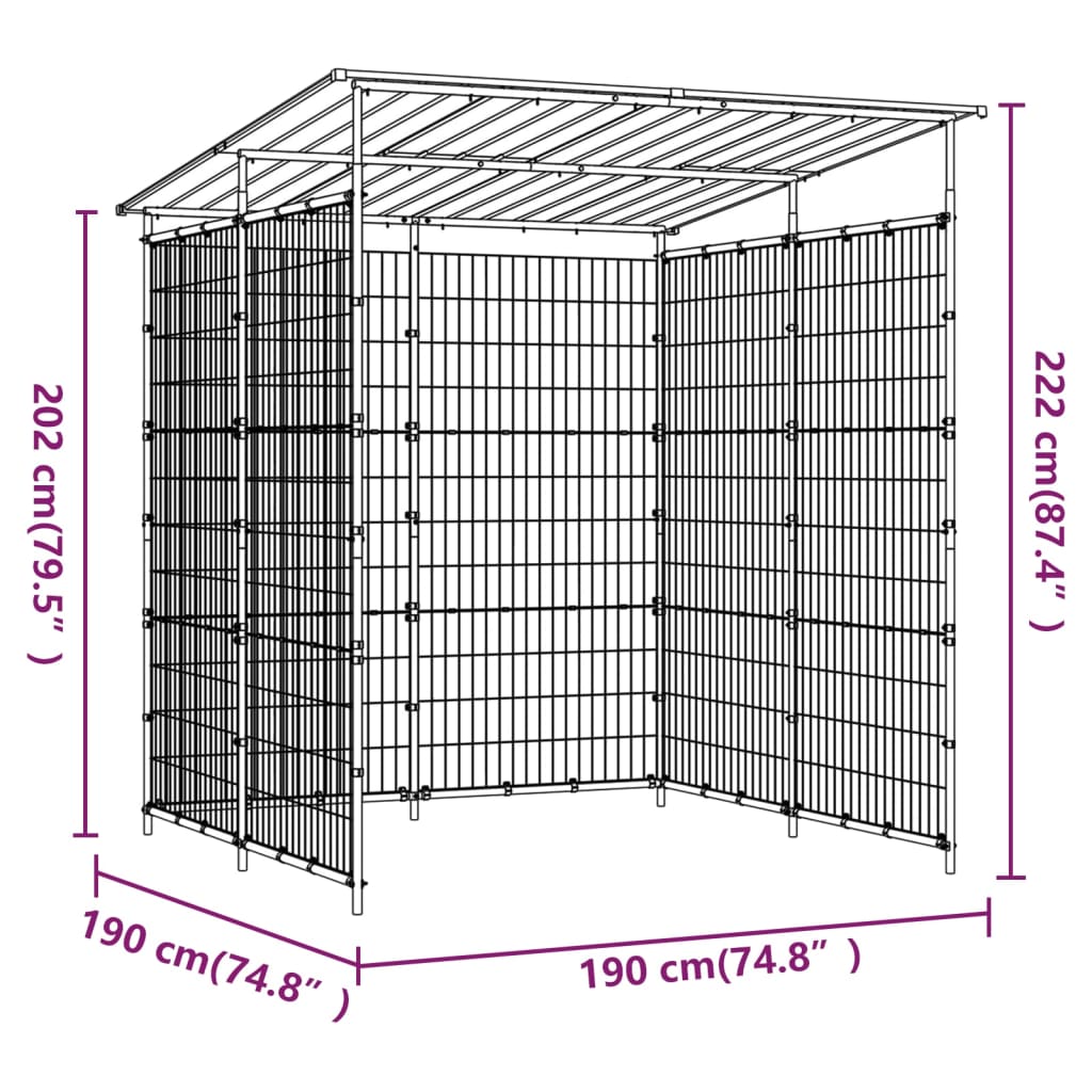 150780 vidaXL Bicycle Shed 190x190x222 cm Steel Black