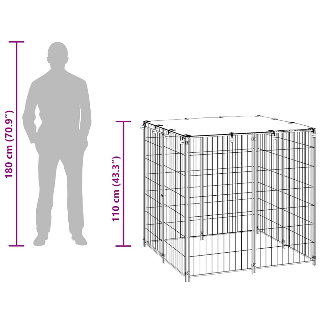 150785 vidaXL Dog Kennel Silver 110x110x110 cm Steel