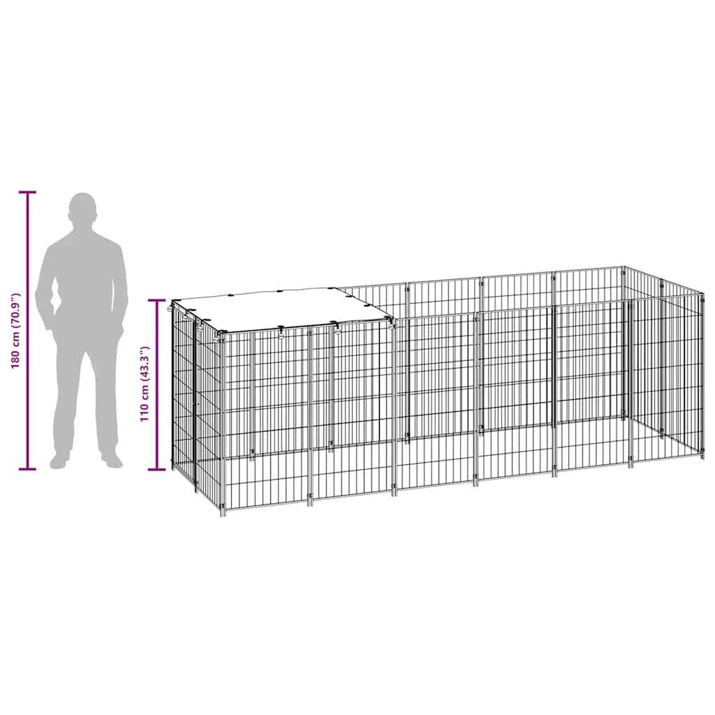 150786 vidaXL Dog Kennel Silver 330x110x110 cm Steel