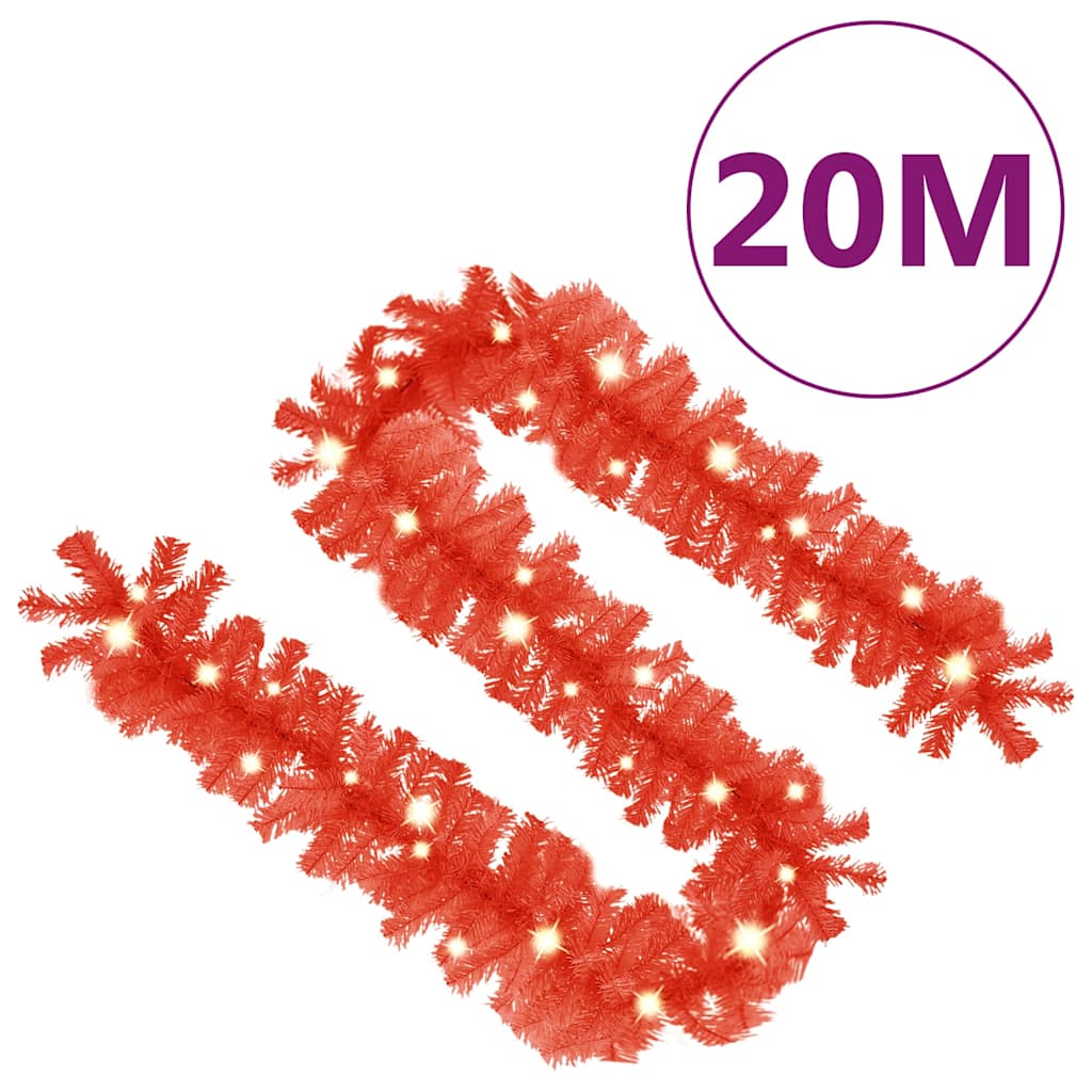 329197 vidaXL Christmas Garland with LED Lights 20 m Red