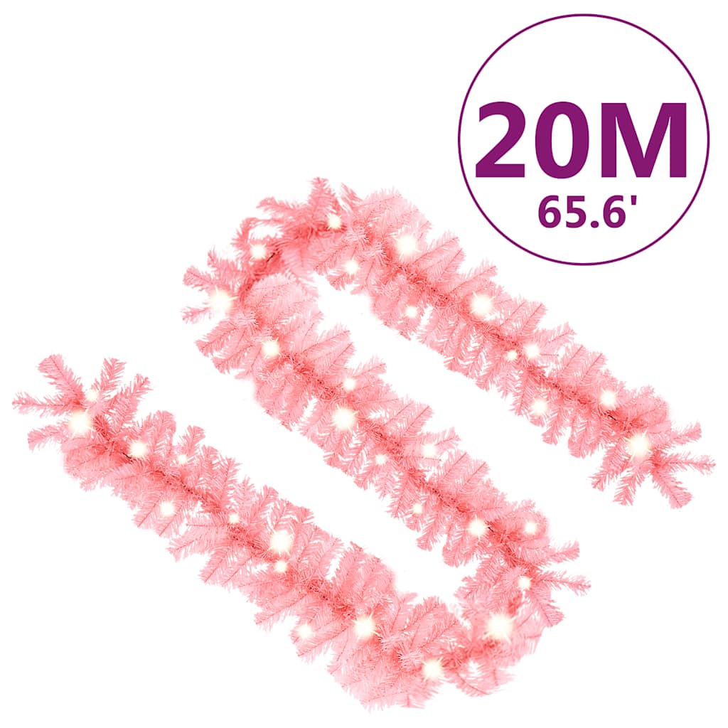 329200 vidaXL Christmas Garland with LED Lights 20 m Pink
