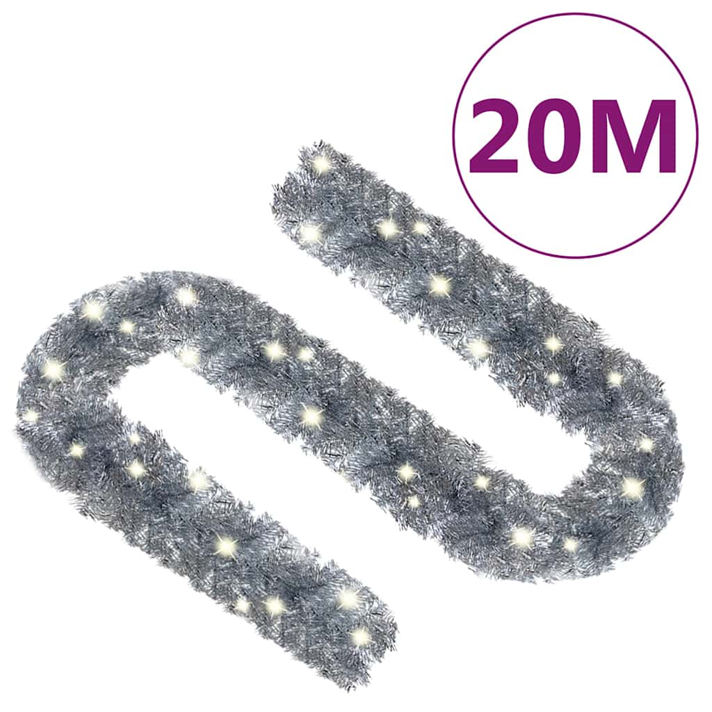 329206 vidaXL Christmas Garland with LED Lights 20 m Silver