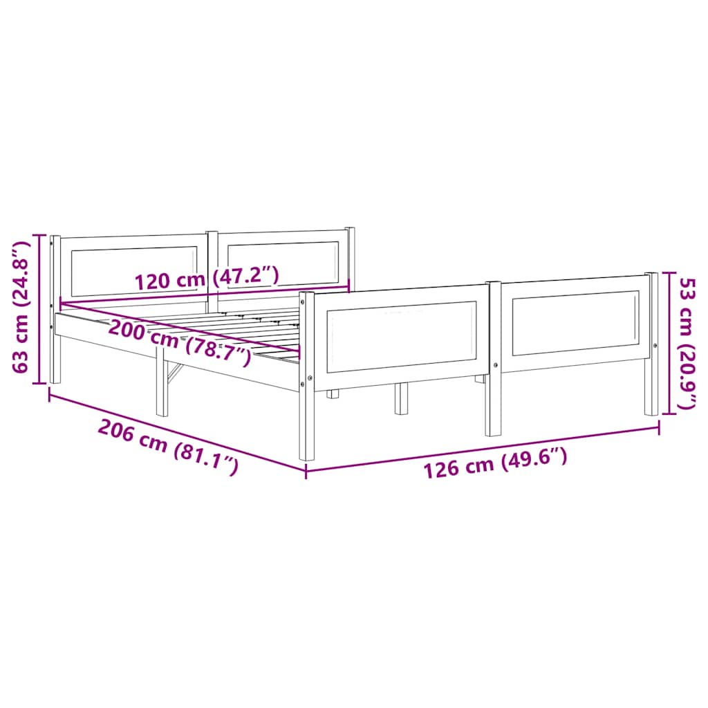 Bed Frame | Natural Wood | Solid Pinewood, Plywood | Double