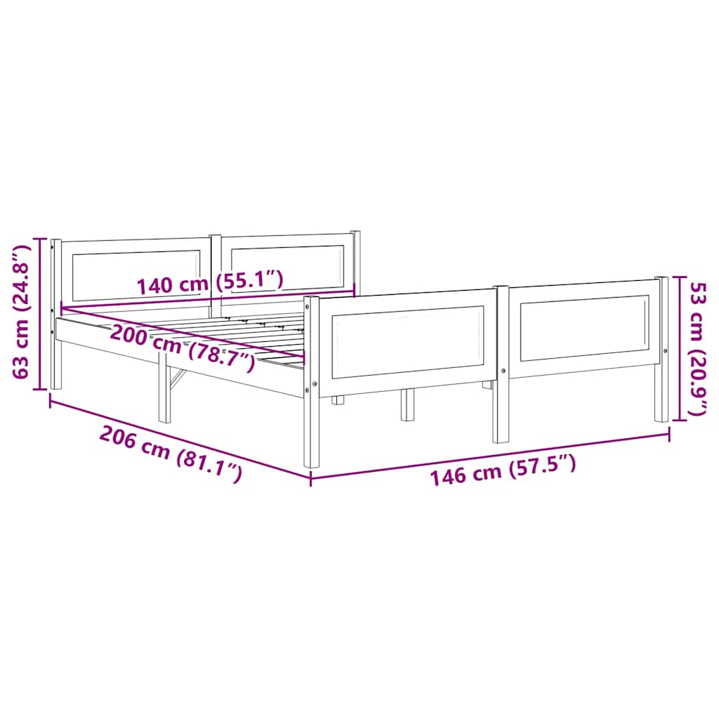 Bed Frame | Pine | Solid pinewood, plywood | Double | Bed Frame