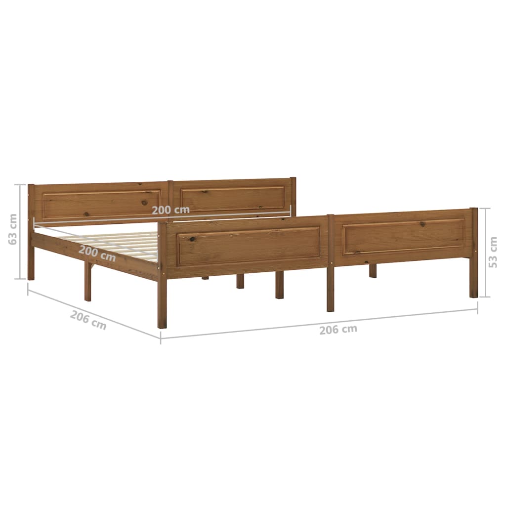 Bed Frame | Honey Brown | Solid Pine Wood, Plywood | Double | Bed Frame