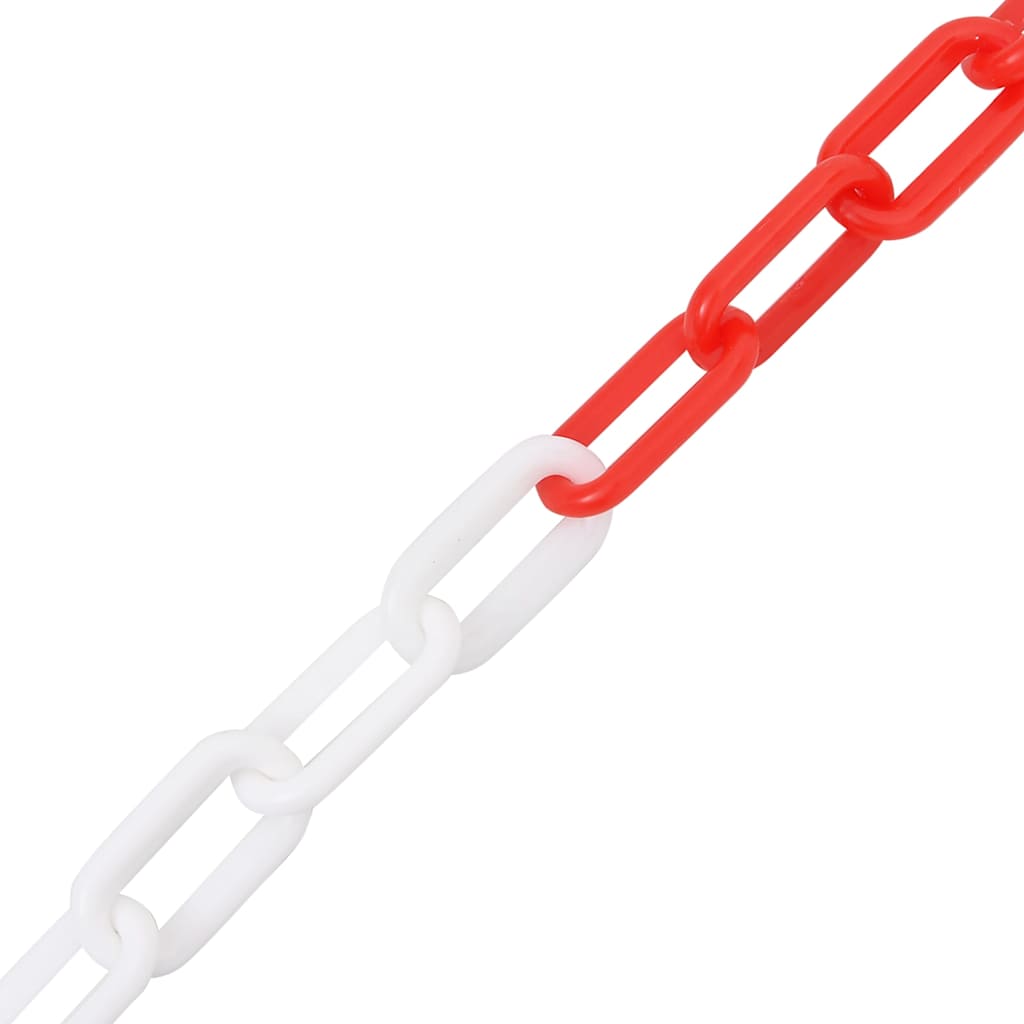 150924 vidaXL Warning Chain Red and White 100 m Ø4 mm Plastic