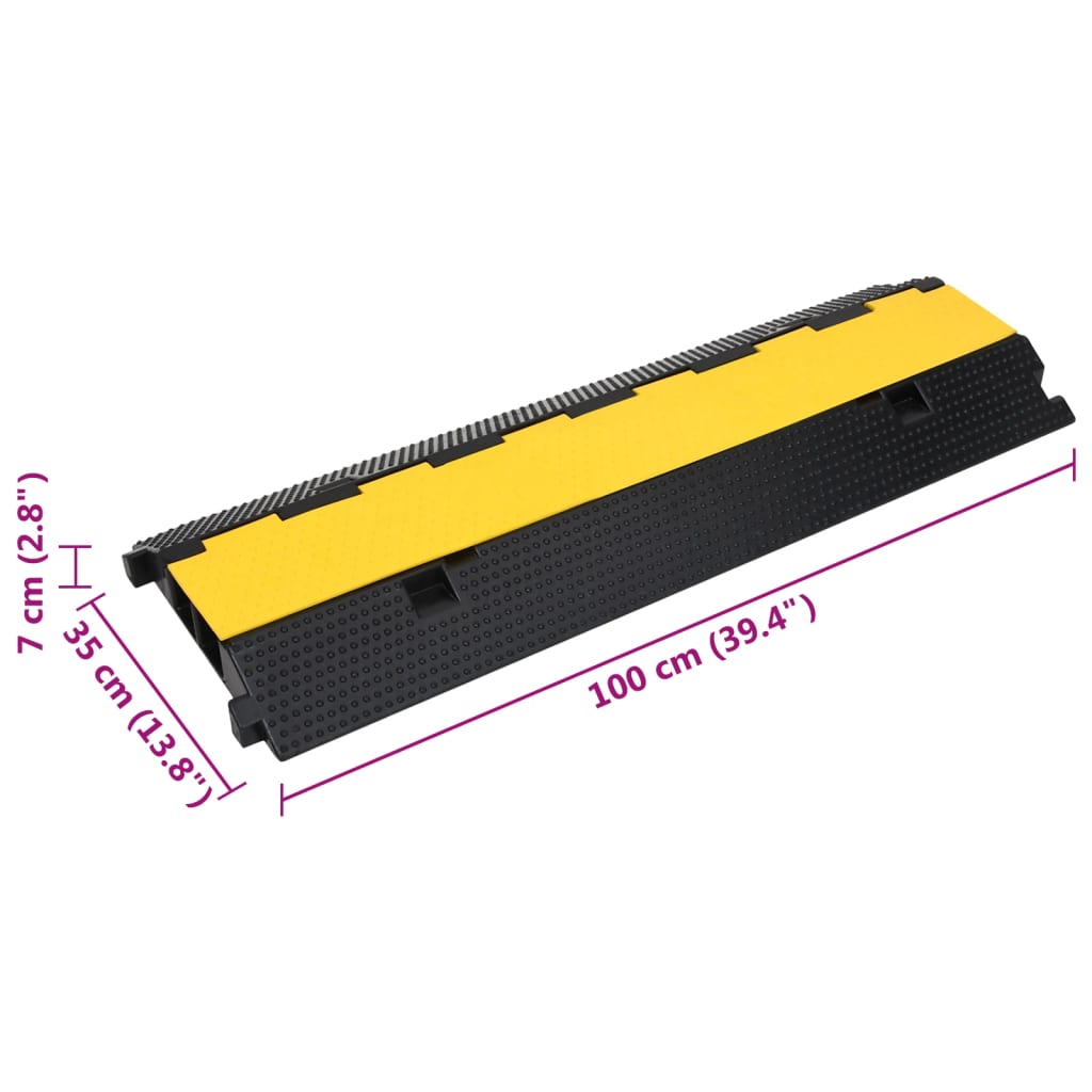 150967 vidaXL Cable Protector Ramp with 2 Channels 100 cm Rubber