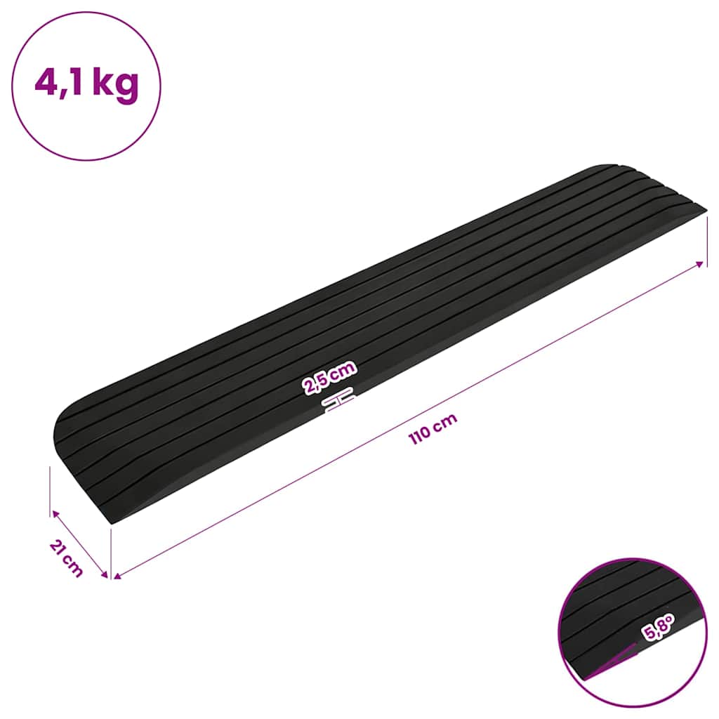 150971 vidaXL Threshold Ramps 2 pcs 110x21x2,5 cm Rubber