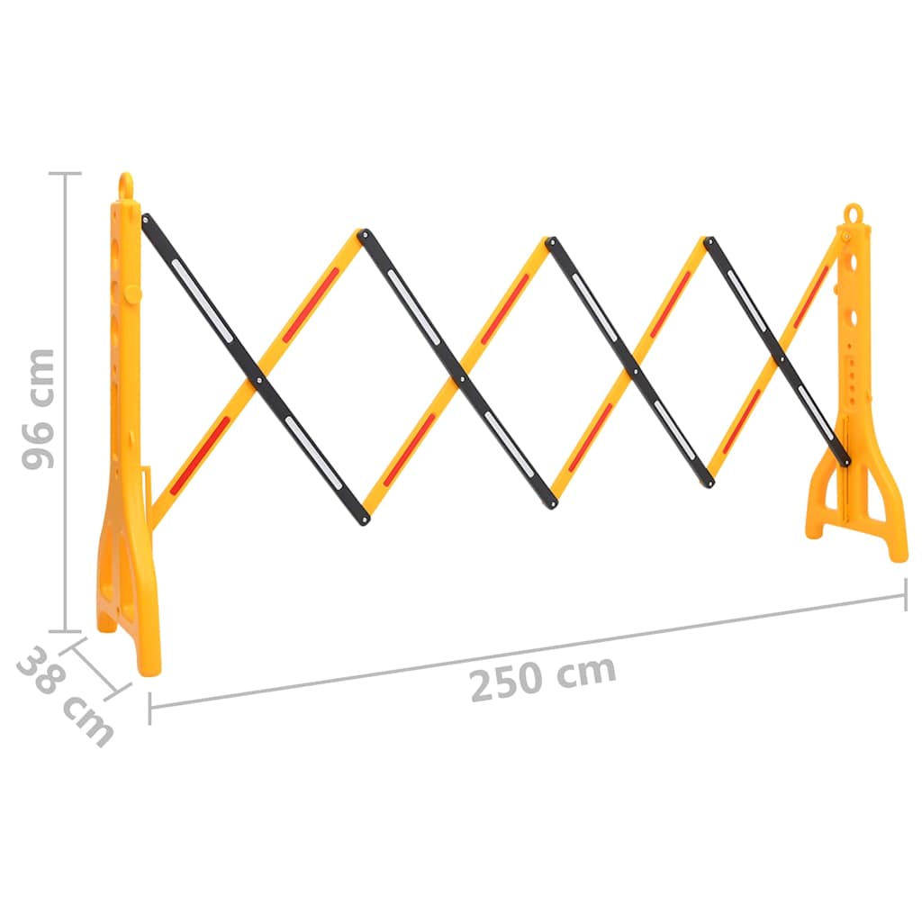 150988 vidaXL Folding Traffic Barrier Yellow and Black 250x38x96 cm
