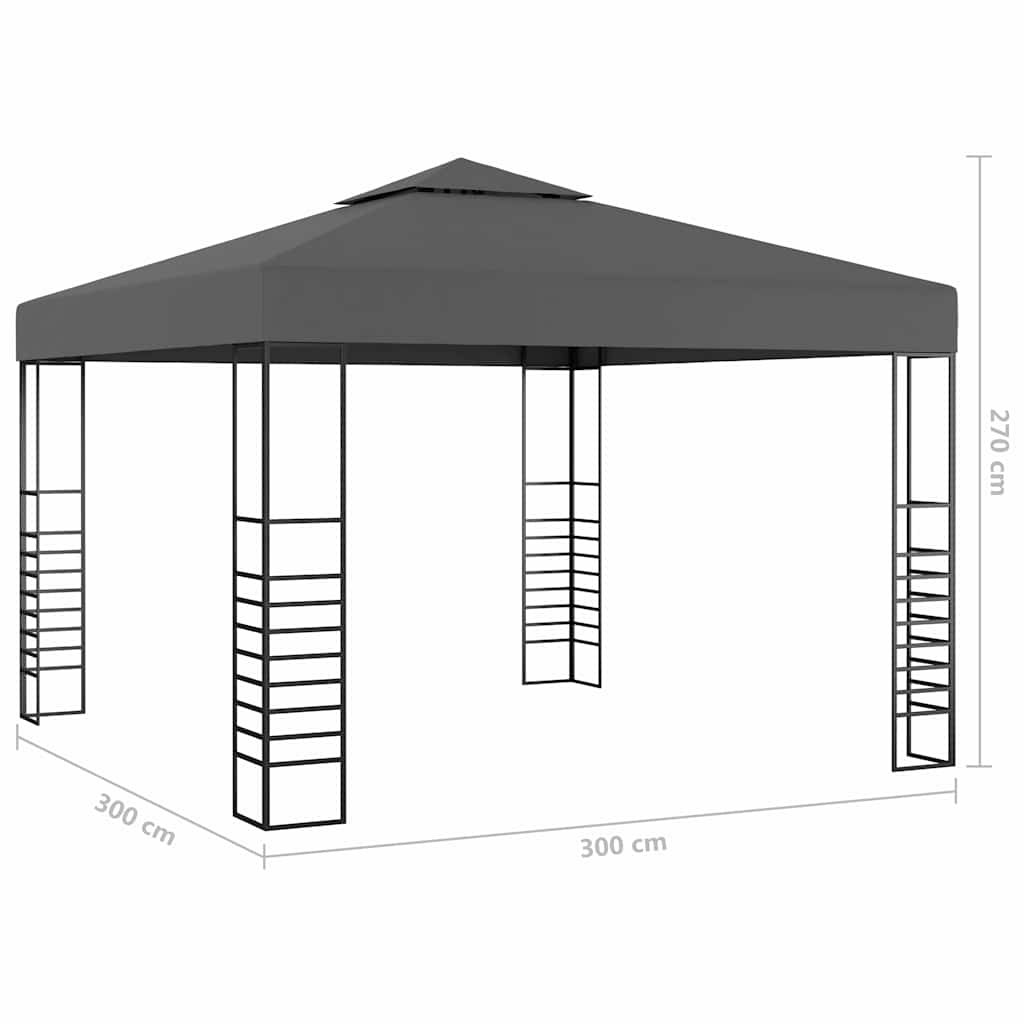 Garden Marquee with LED String Lights 3x3 m Anthracite