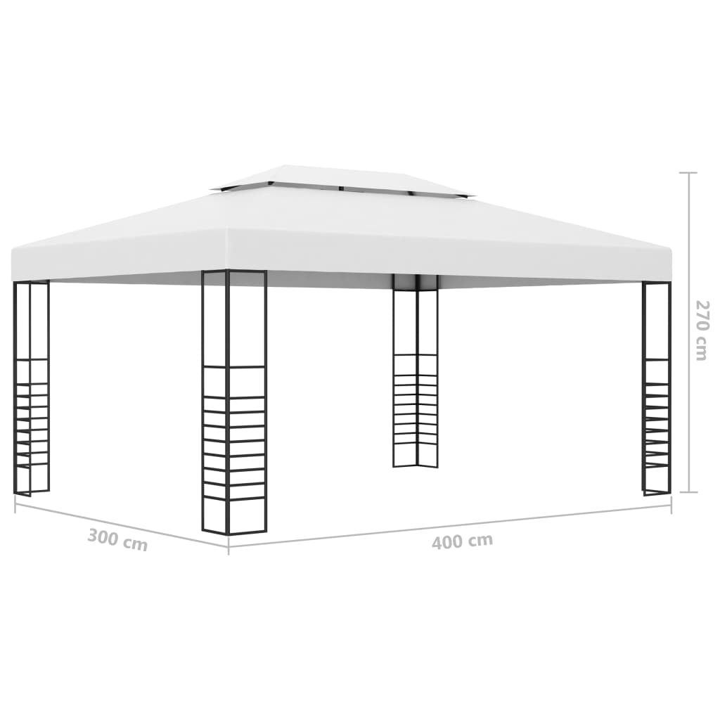 Gazebo with LED String Lights 4x3x2,7 m White