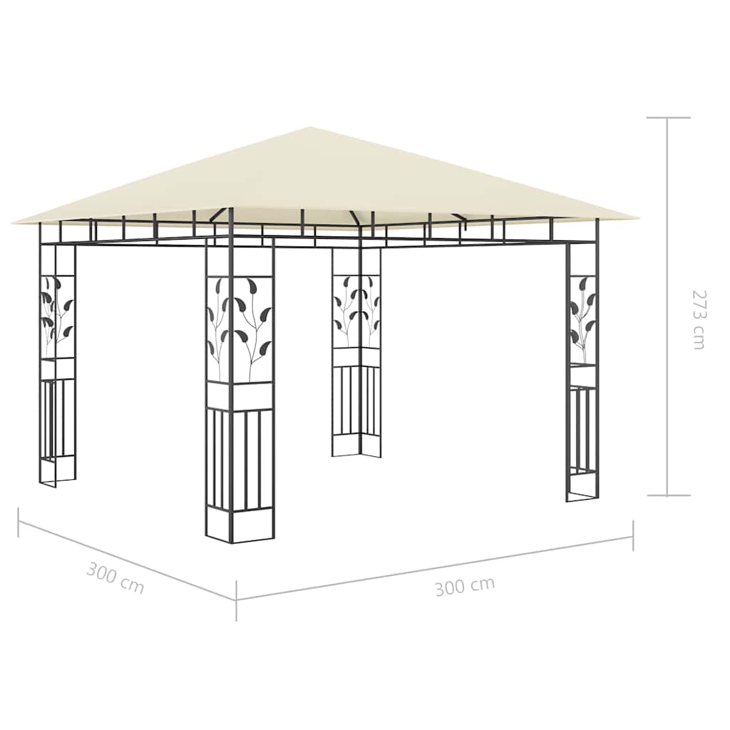 Gazebo with Mosquito Net&LED String Lights 3x3x2,73 m Cream