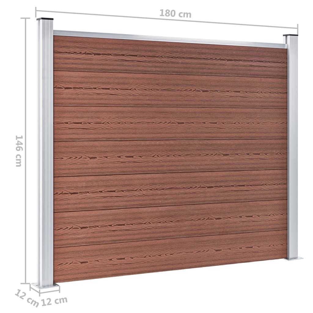 Fence Panel Set WPC 699x146 cm Brown