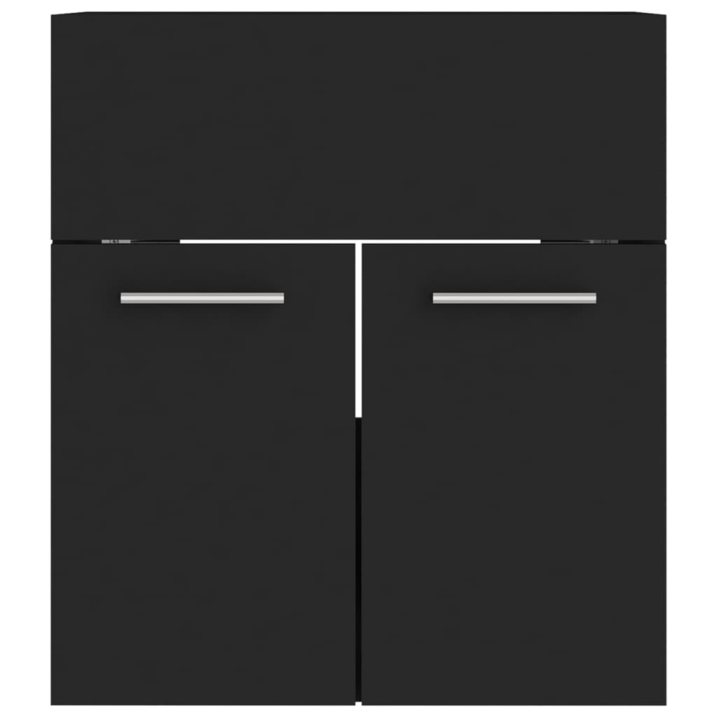 Bathroom Furniture Set | Black | Engineered wood, Ceramic | Compact