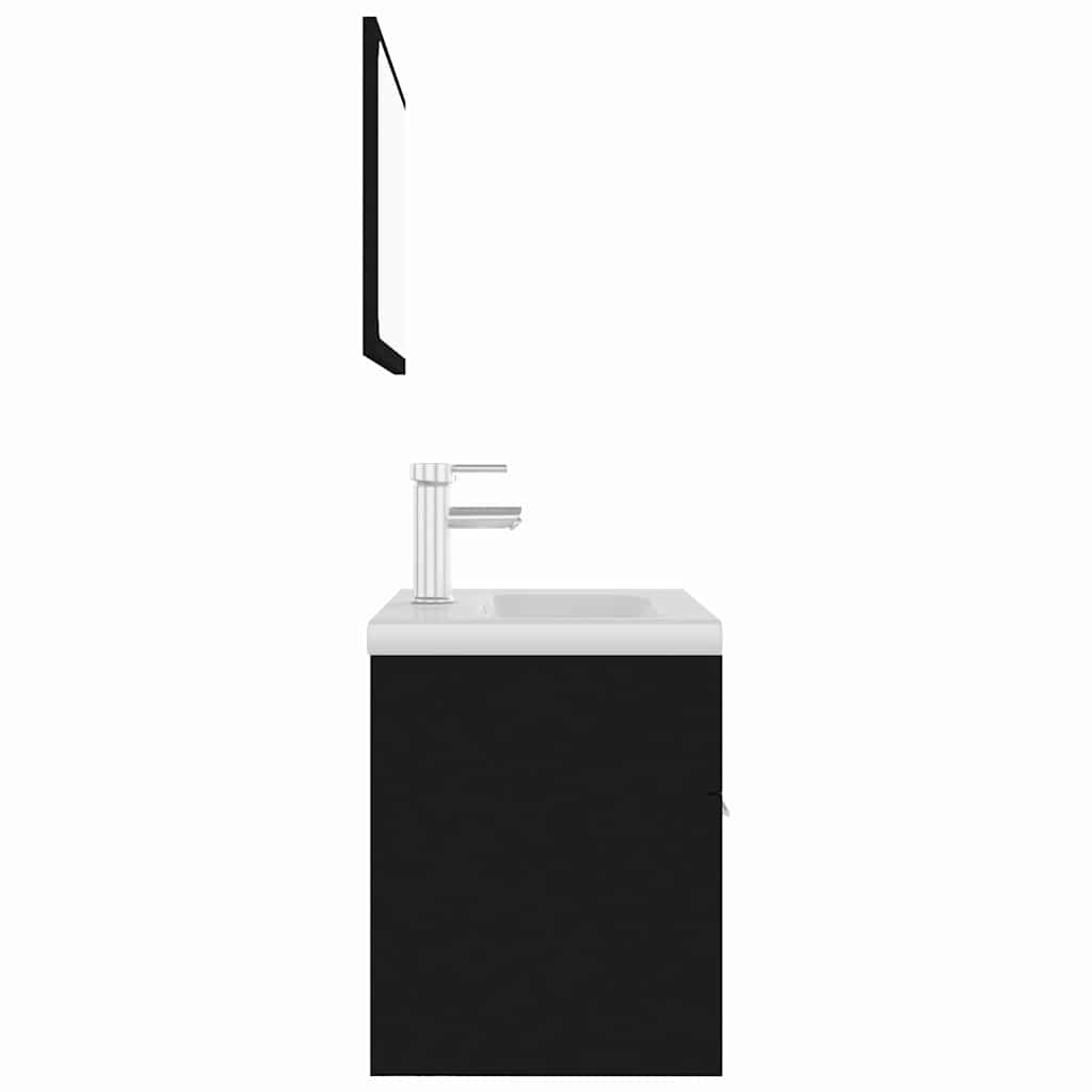 Bathroom Furniture Set Black Engineered Wood