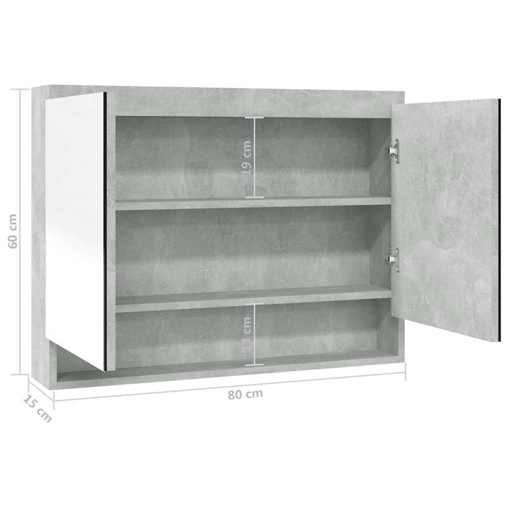 331535 vidaXL Bathroom Mirror Cabinet 80x15x60 cm MDF Concrete Grey