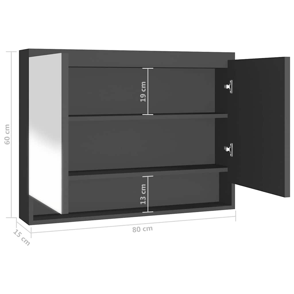 331536 vidaXL Bathroom Mirror Cabinet 80x15x60 cm MDF Anthracite