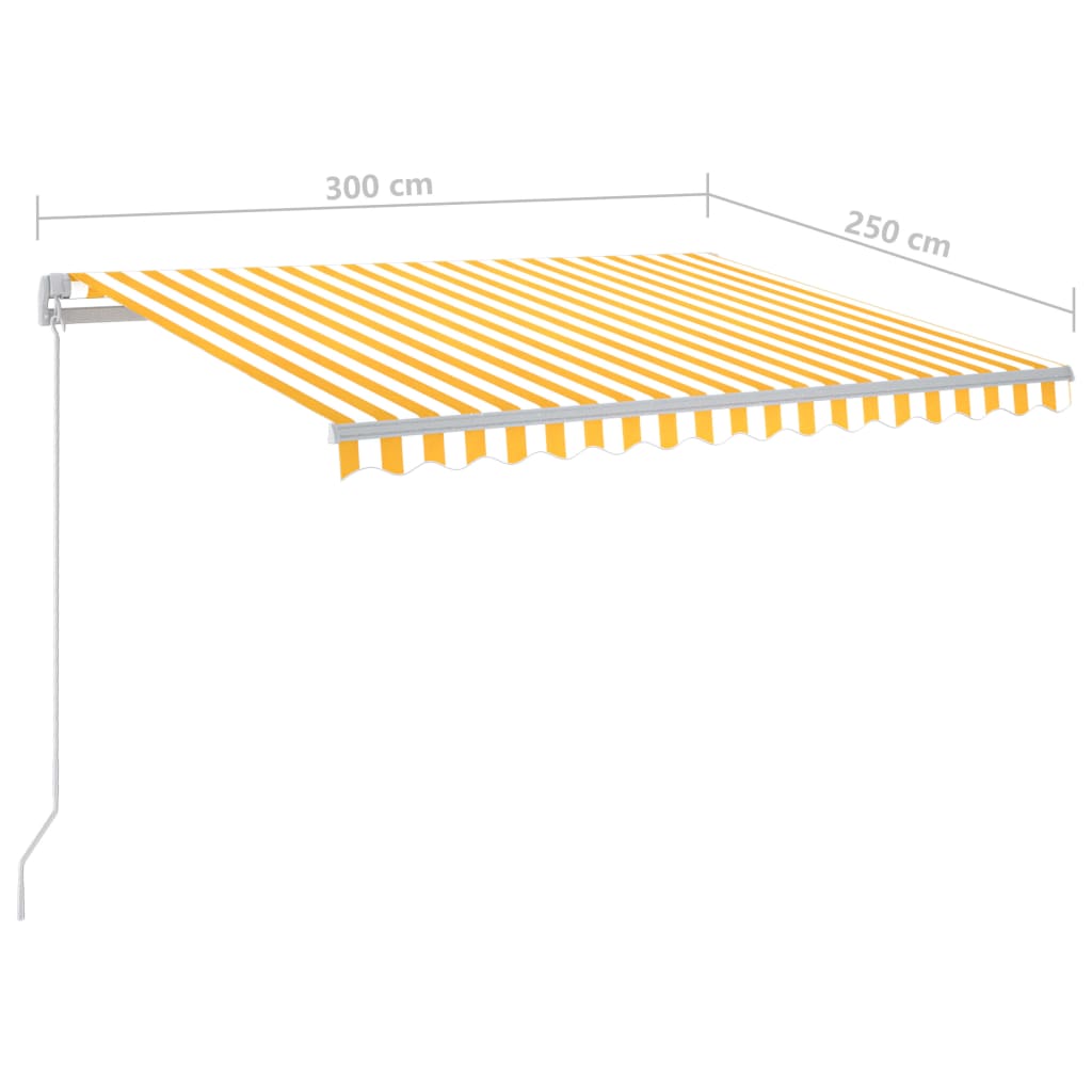vidaXL Manual Retractable Awning with LED 300x250 cm Yellow and White