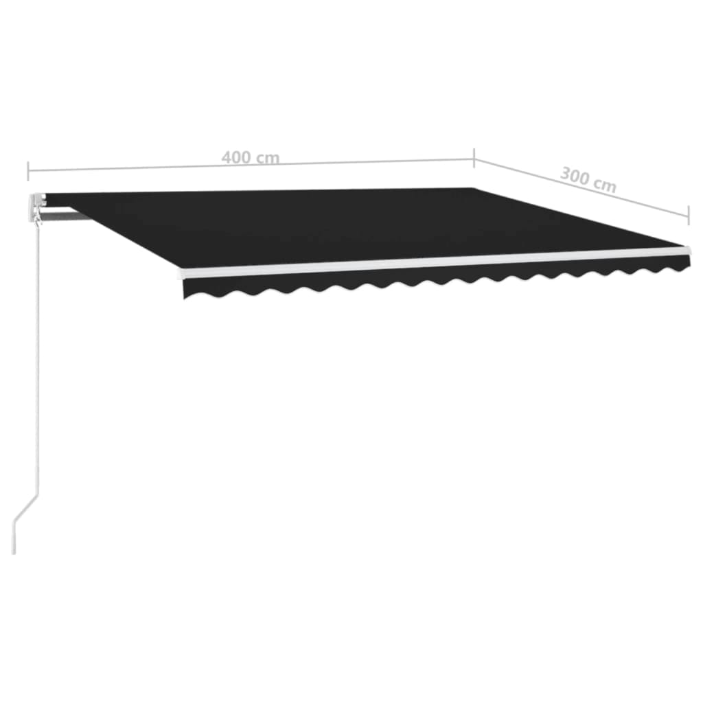 Retractable Awning Anthracite 400 x 300 cm Fabric and Aluminium