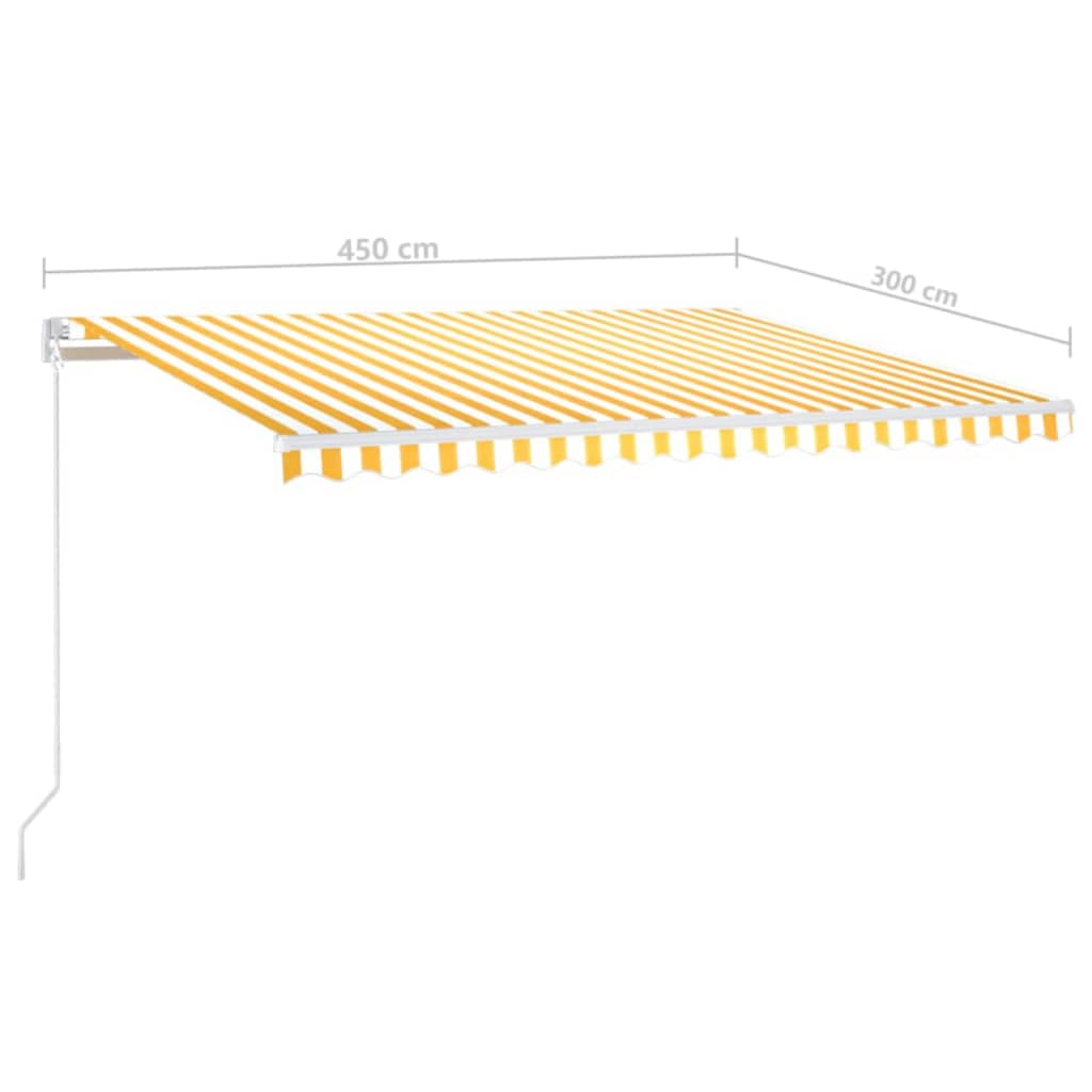 Manual Retractable Awning with LED 450x300 cm Yellow and White