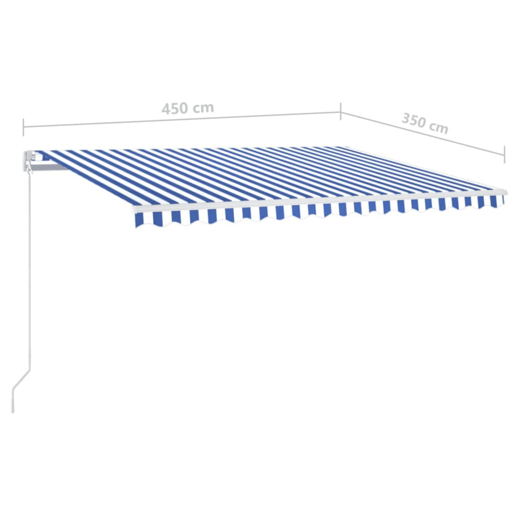 Retractable Awning Blue and White 450 x 350 cm