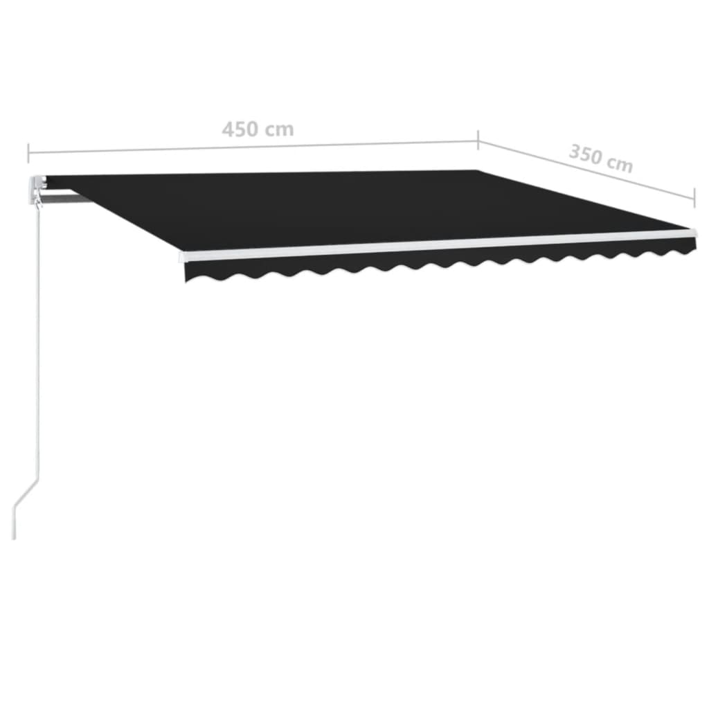 Retractable Awning Anthracite 450 x 350 cm Fabric and Aluminium