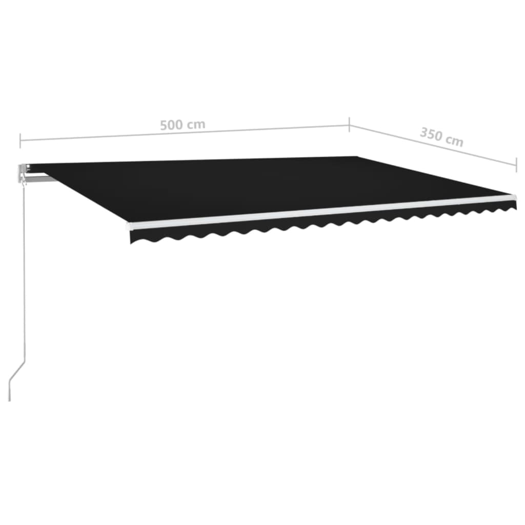Retractable Awning Anthracite 500 x 350 cm Fabric and Aluminium