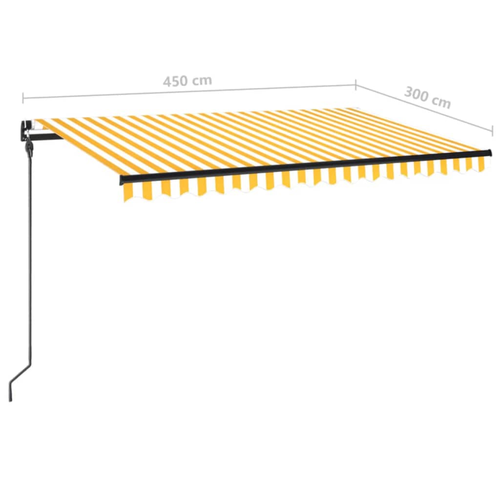 Manual Retractable Awning 450x300 cm Yellow and White