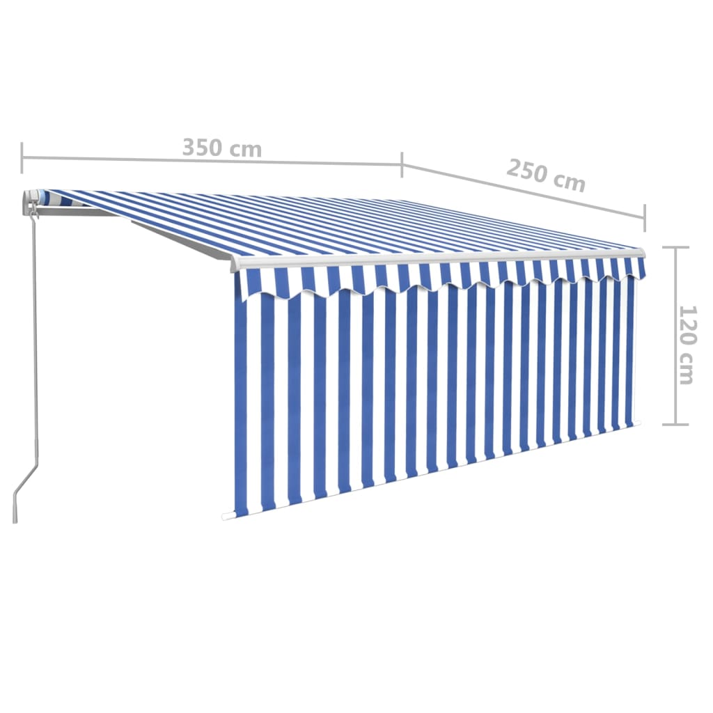 Retractable Awning Blue and White 3.5 x 2.5 m Polyester