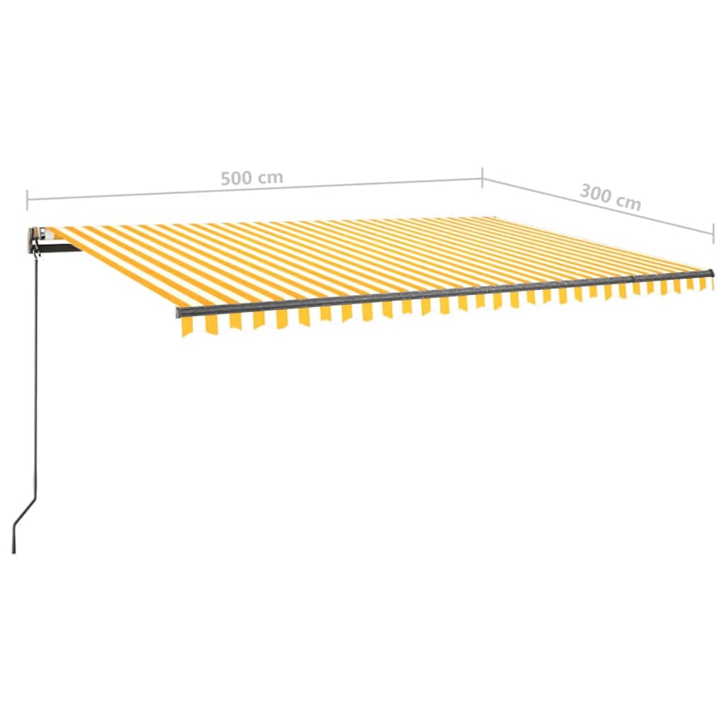 vidaXL Freestanding Manual Retractable Awning 500x300 cm Yellow/White