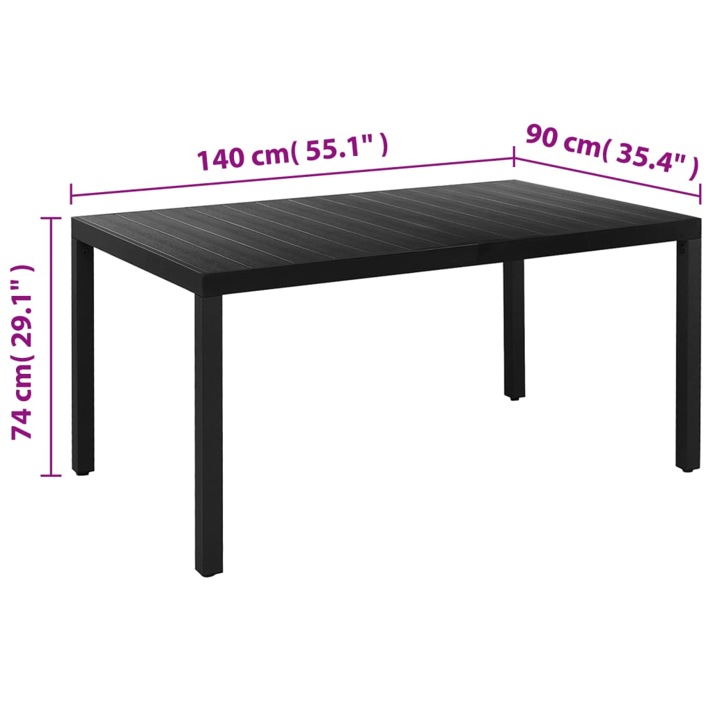 Dining Set | Black | Powder-coated aluminium, textilene, WPC | Foldable