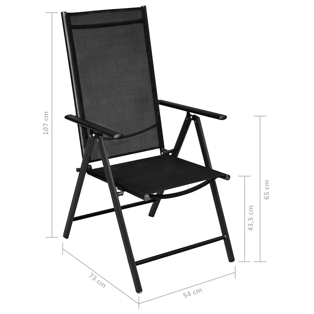 7 Piece Garden Dining Set Aluminium Silver and Black