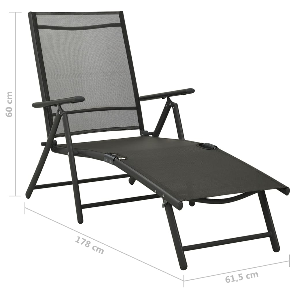 Garden Lounge Set | Black and Anthracite | Aluminium, Textilene | Medium