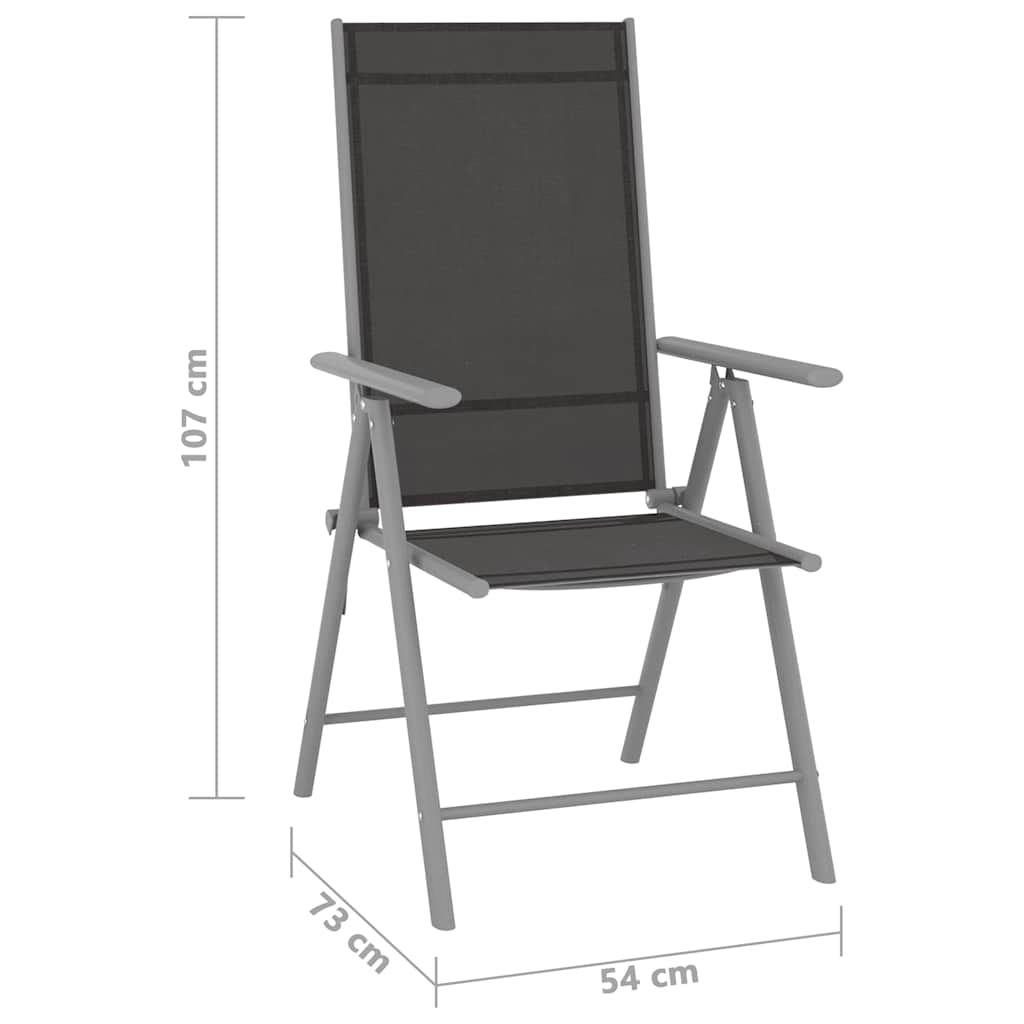 Garden Lounge Set | Black and Silver | Aluminium, Textilene | Medium