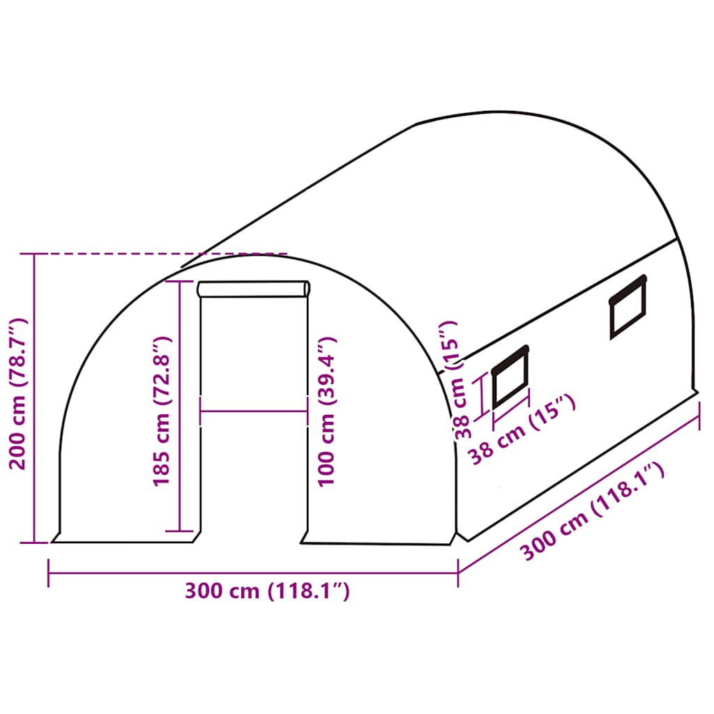 Greenhouse Replacement Cover (9 m²) 3x3x2 m Transparent