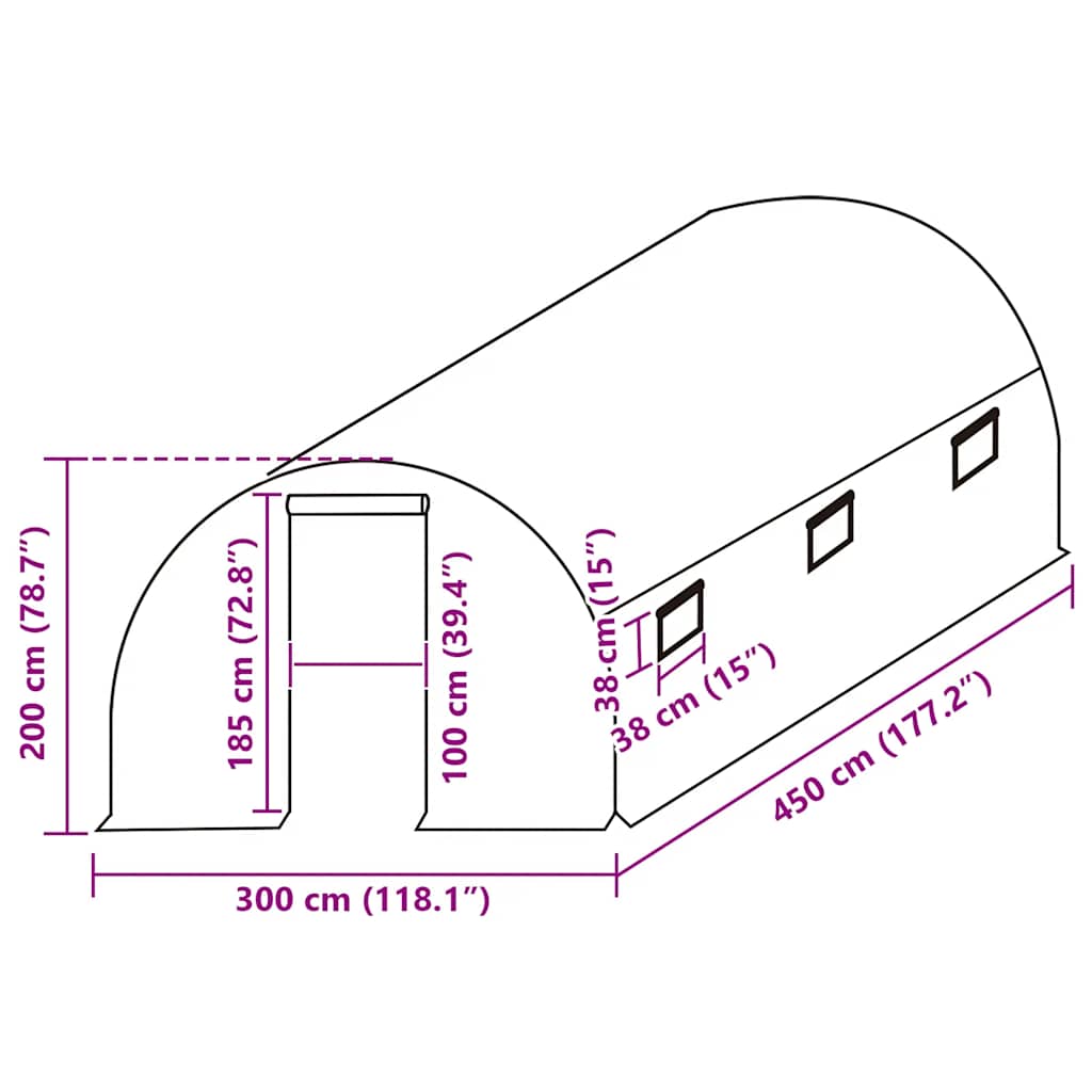 Greenhouse Replacement Cover (13,5 m²) 3x4,5x2 m Transparent