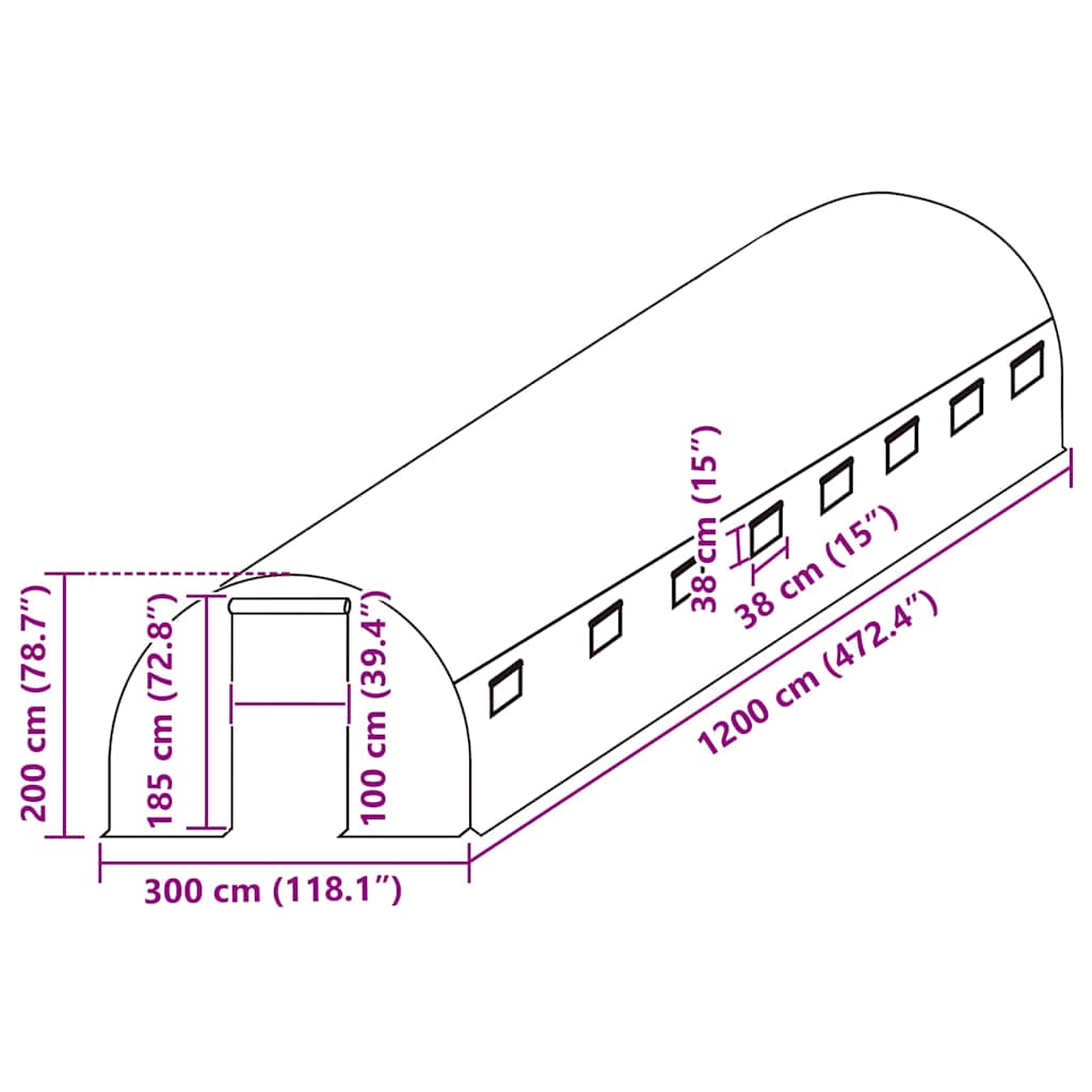 Greenhouse Replacement Cover (36 m²) 3x12x2 m Transparent