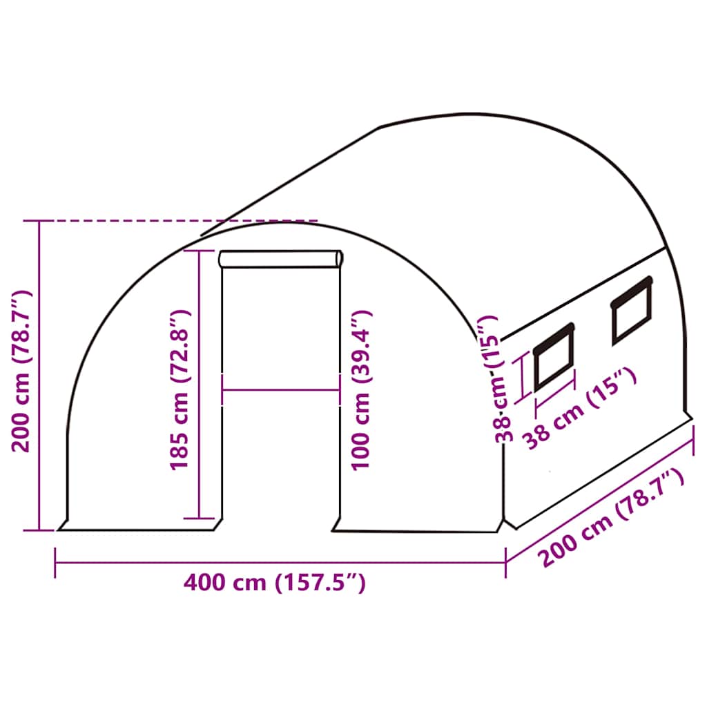 Greenhouse Replacement Cover (8 m²) 400x200x200 cm Green