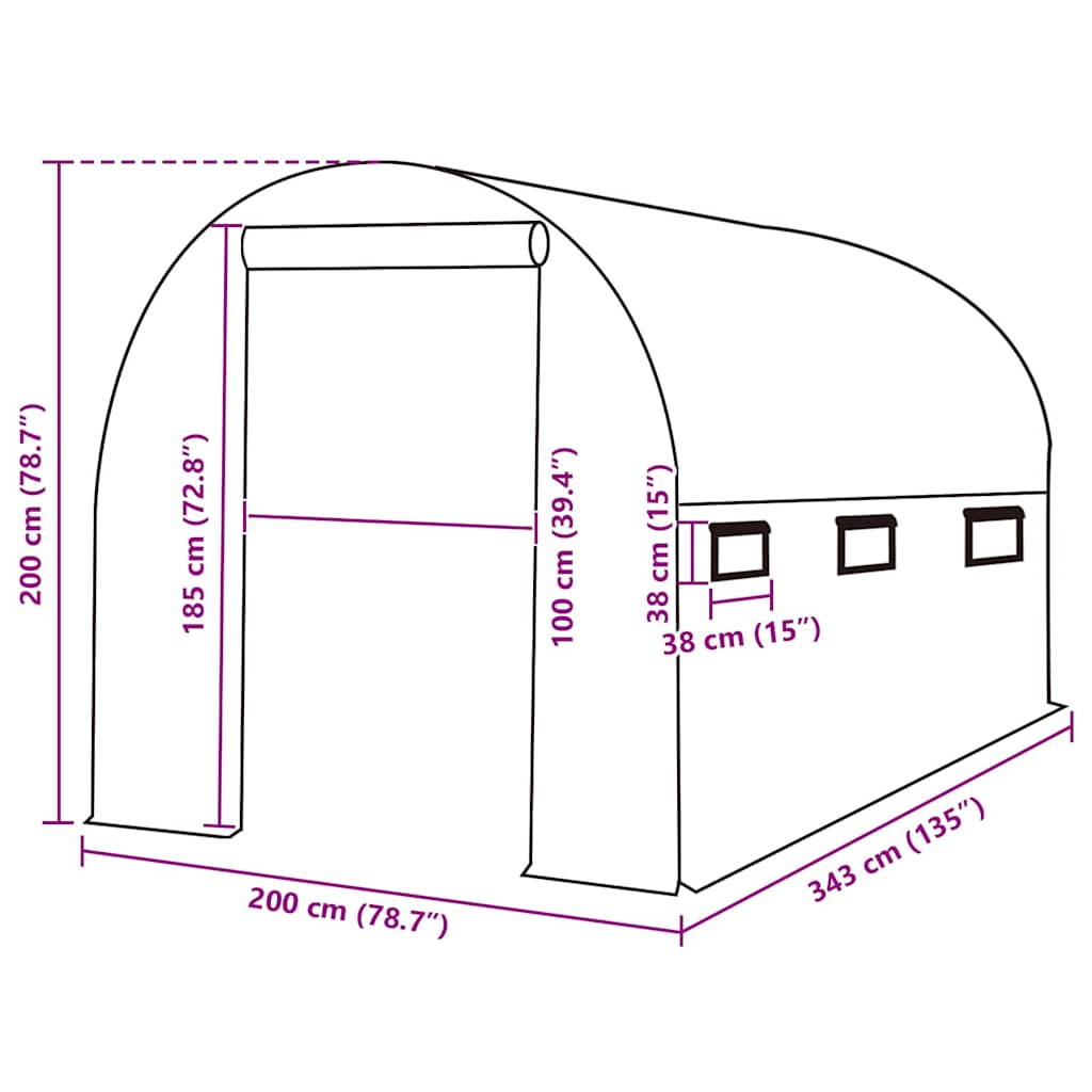 Greenhouse Replacement Cover (6,86 m²) 200x343x200 cm Green